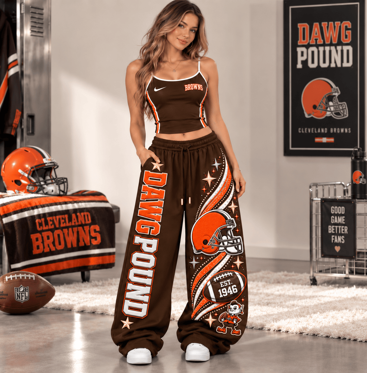 Premium CLVB Sports-Inspired Cami & Wide-Leg Pants Set BMD