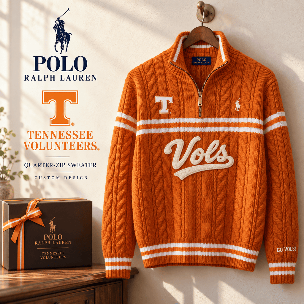 TVF Premium Varsity Cable-Knit Quarter-Zip Sweater NHVH