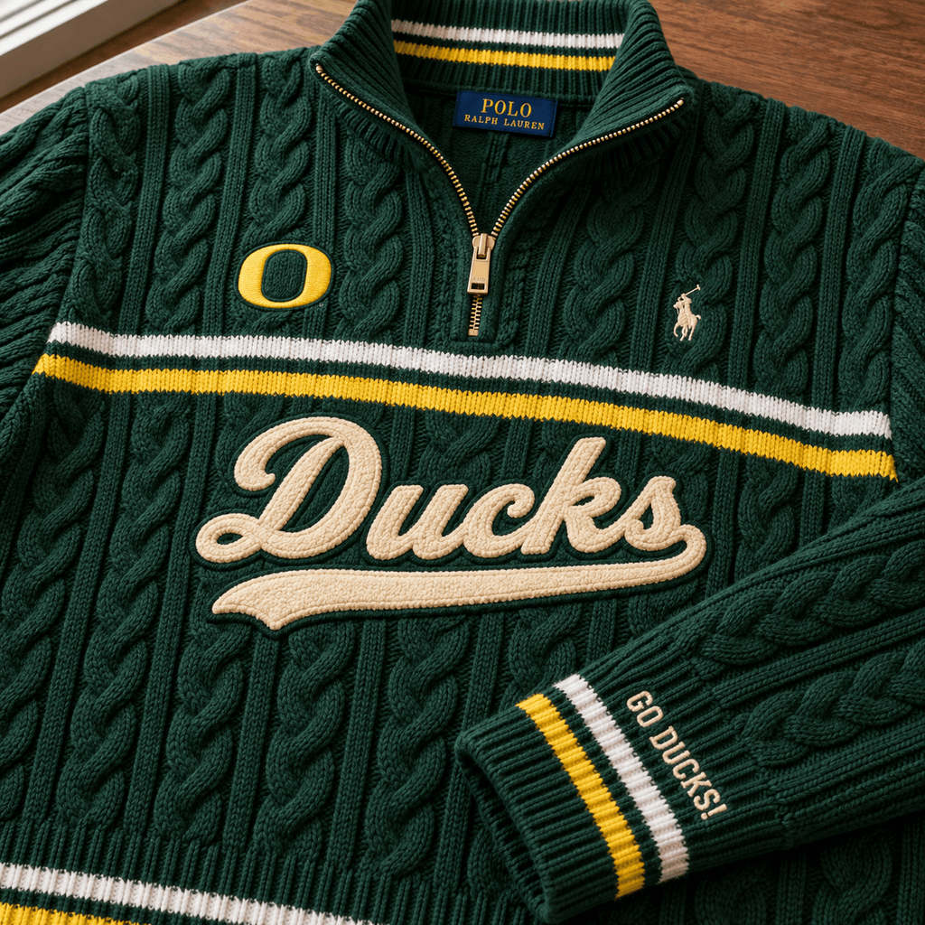 ORD Premium Varsity Cable-Knit Quarter-Zip Sweater NHVH
