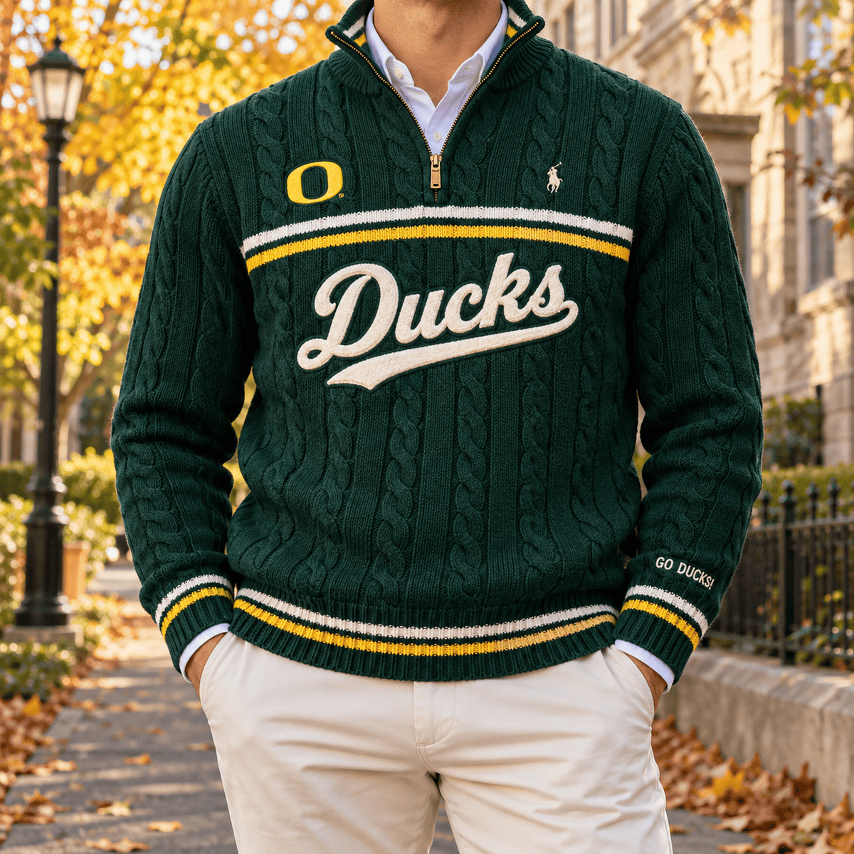 ORD Premium Varsity Cable-Knit Quarter-Zip Sweater NHVH
