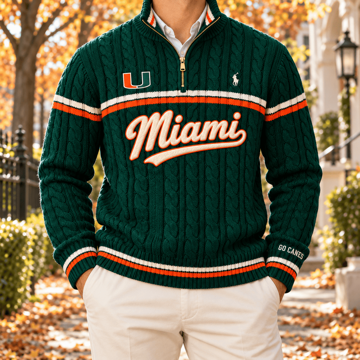 MHC Premium Varsity Cable-Knit Quarter-Zip Sweater NHVH