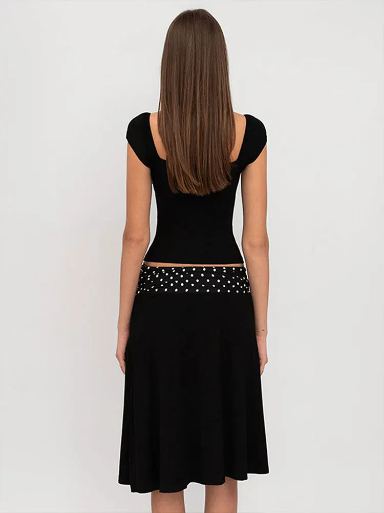 Summer New Women T-shirt Skirt 2 Piece Fashion Print Top Black Sexy Casual Slim Skirt Suit Elegant Female Club Party Clothing